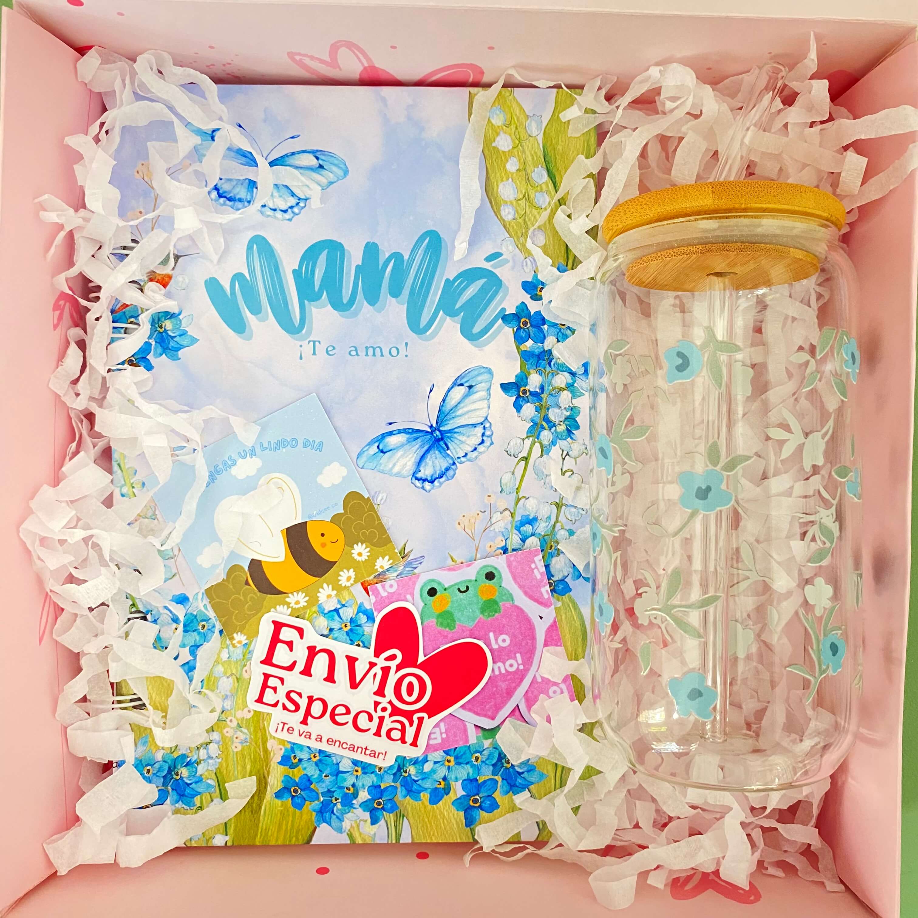 Kit Floral con Vaso de Vidrio – Especial para Regalar