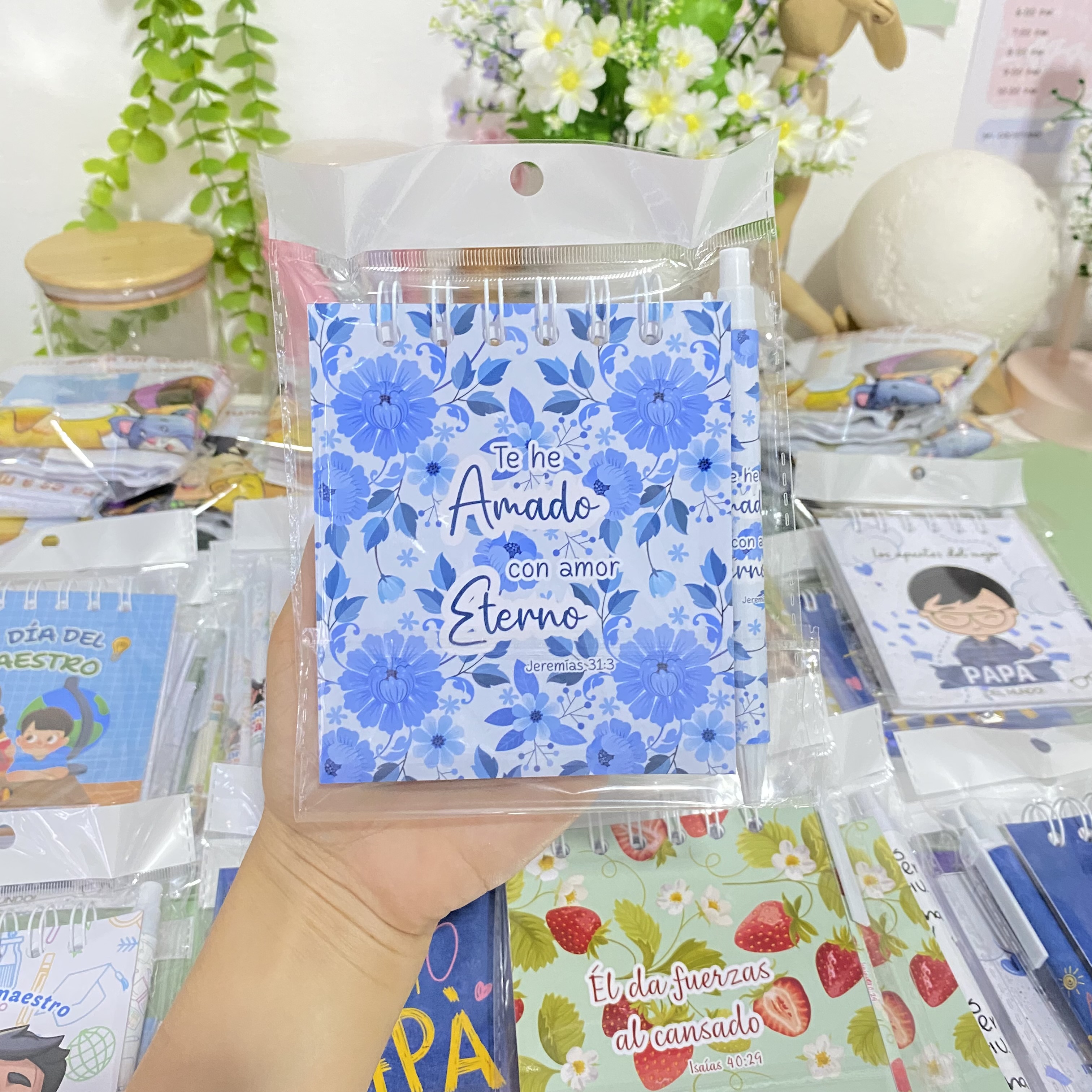 Mini Kits con mensajes cristianos | libreta + esfero